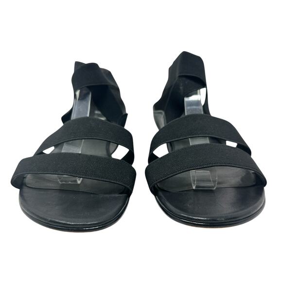 Stuart Weitzman Gladiator Sandals Flat Leather Stretch Knit Black Size 9.5 - Picture 3 of 12